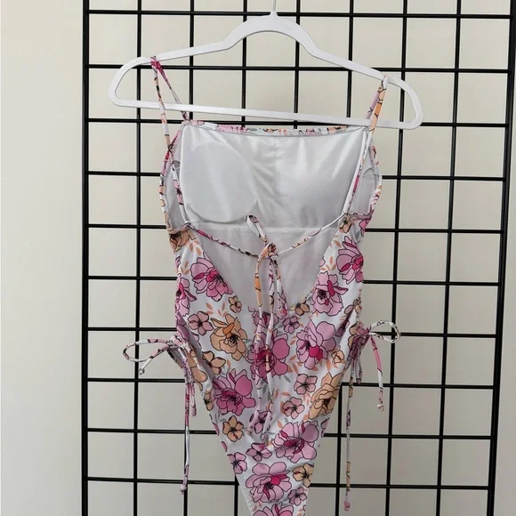 Floral One Piece Swimsuit - Pink and Orange - Picture 3 of 3